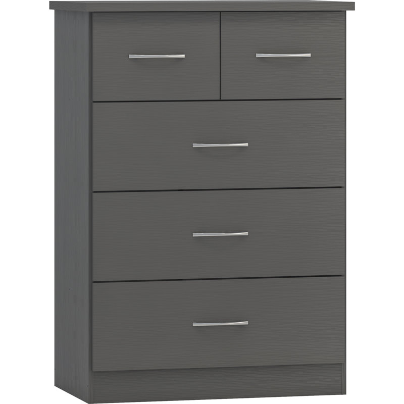 Cascio 5 Drawer Chest Of Drawers, 3D Effect Grey