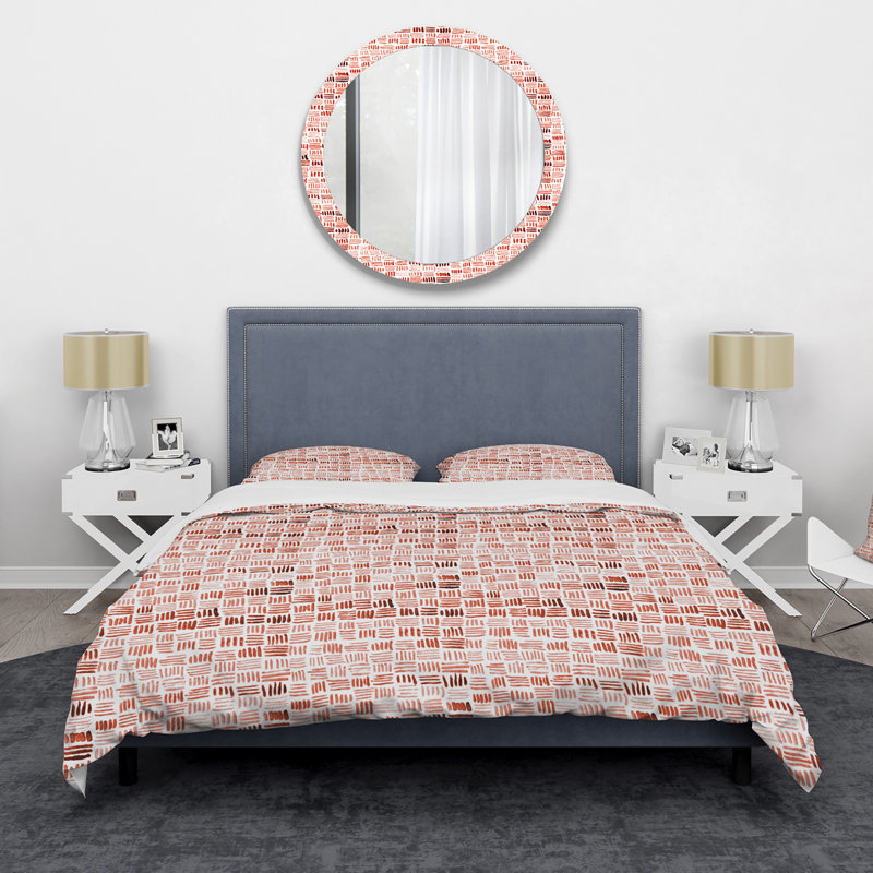 Motif de tissage - Ensemble de housse de couette moderne - Microfibre de polyester, Rose