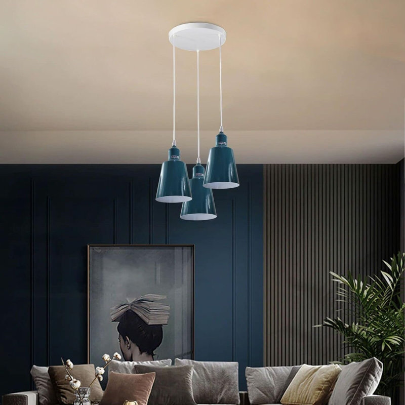 13 cm H Bell Lamp Shade, Cyan Blue 2 Pack