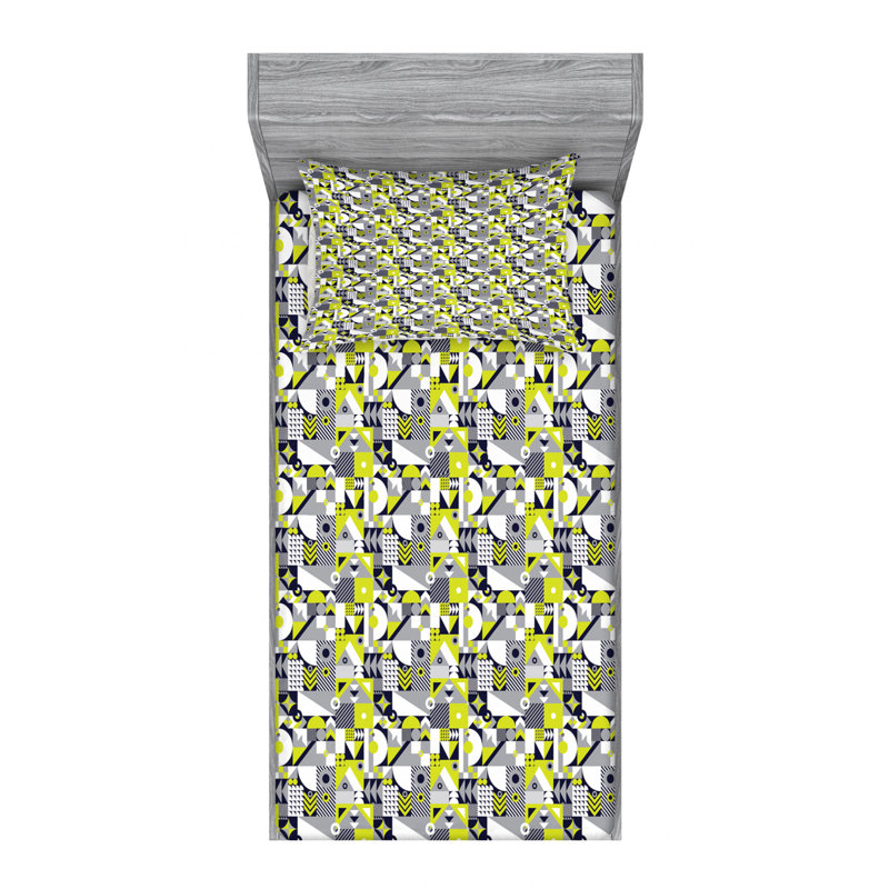 Microfiber Patterned Fitted Sheet, Twin Fitted Sheet with 1 Pillowcase