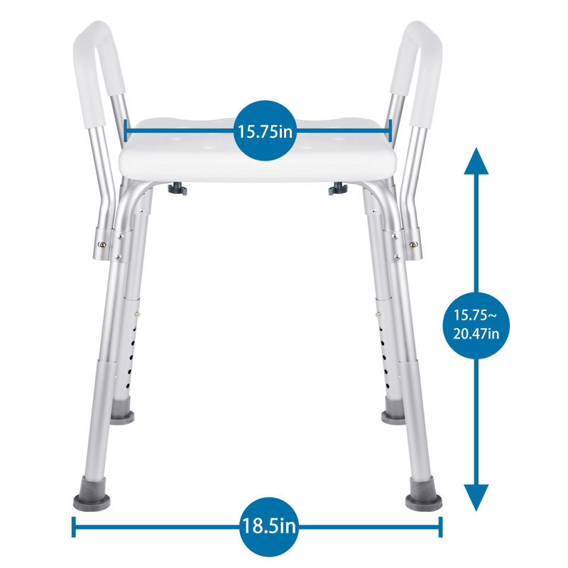 Tabouret de douche avec accoudoirs d'une capacité de poids de 350 lb