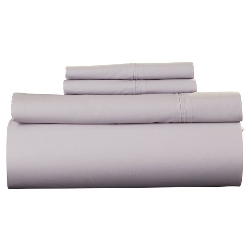  350 Thread Count 100% Cotton Percale Extra Deep Pocket Sheet Set, King, Lavender