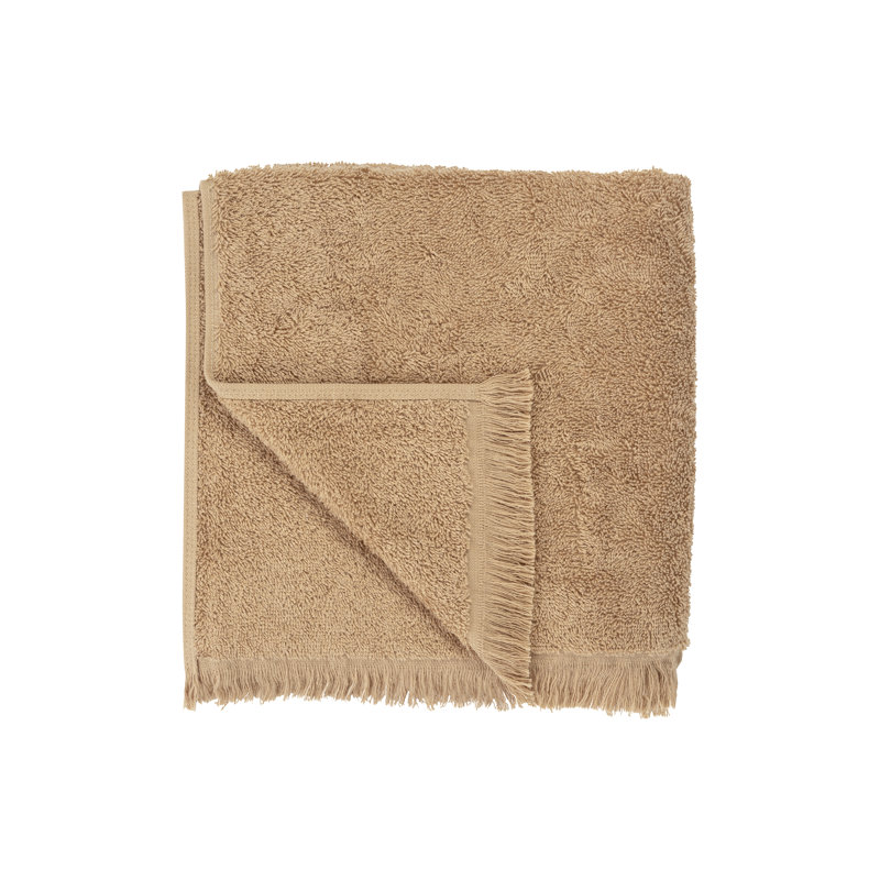 FRINO 100% Organic Cotton Hand Towel - Fringed, Tan