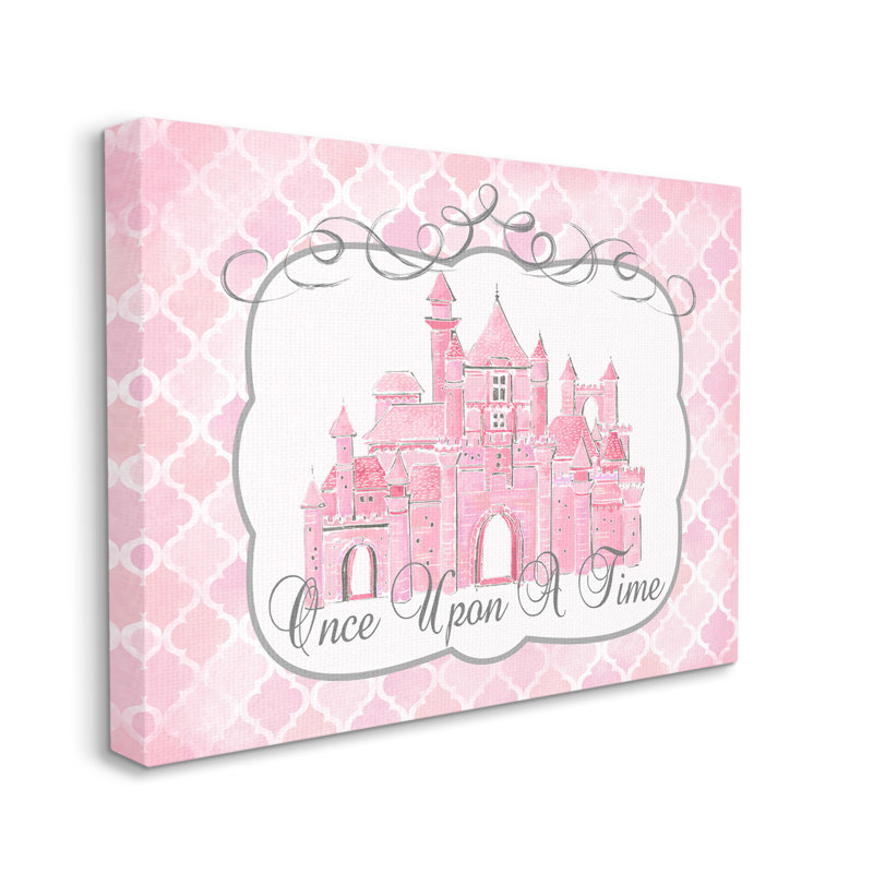 Il était une fois un château aquarelle rose, Plaque murale, L 30 po x H 40 po