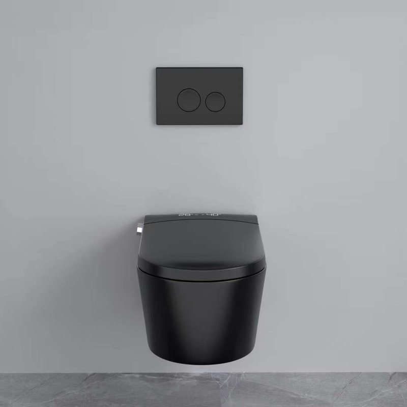 Smart Living&Technology 1.2 Gallons GPF Elongated Wall Mounted Wall Hung Toilets (Seat Included), Black