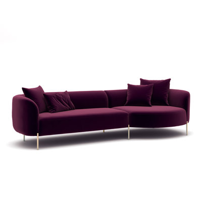 Velvet Curved Sectional Right Hand Facing