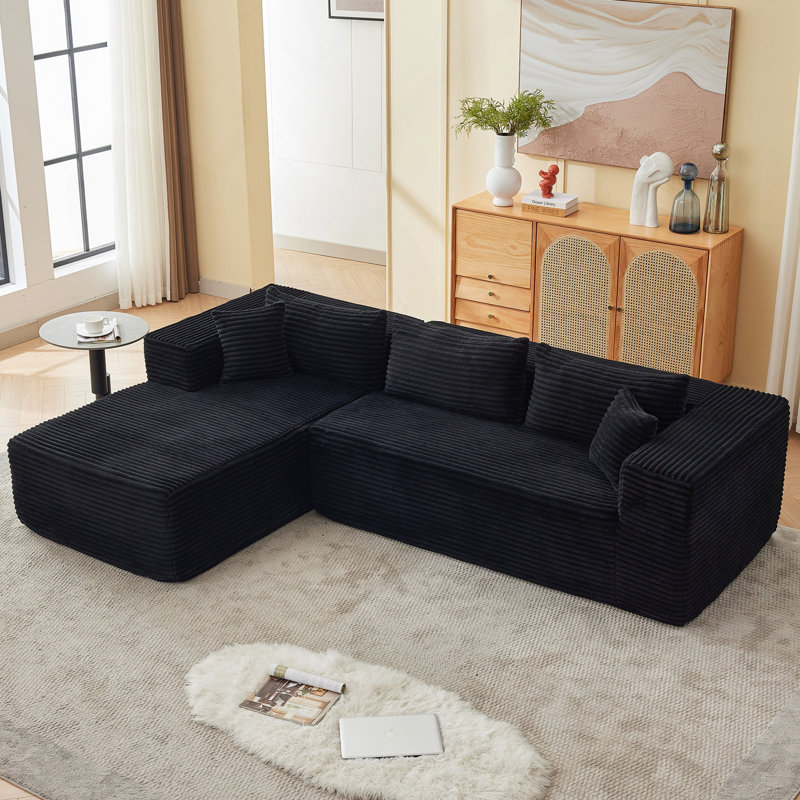 Canapé modulaire modulaire avec méridienne, sans assemblage, canapé-lit modulaire L $ Haped, Noir