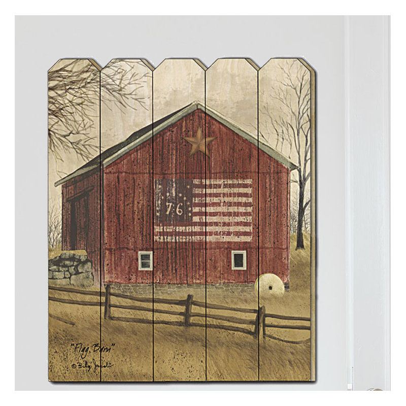 « flag grange », impression sur bois