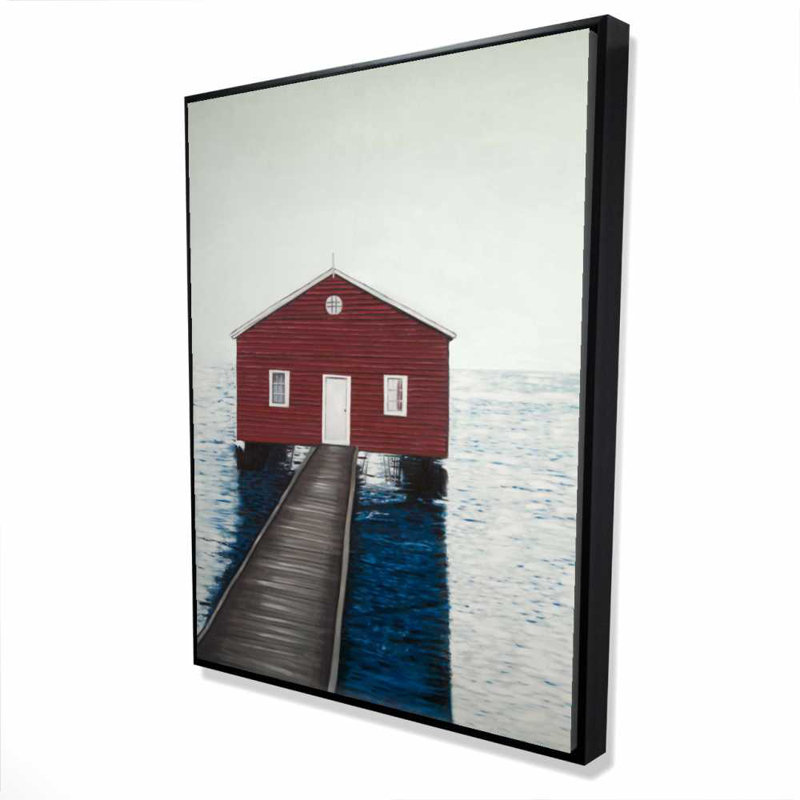 Boathouse - Building Marine Framed Canvas for Home Decor, 49.25" H x 37.25" W