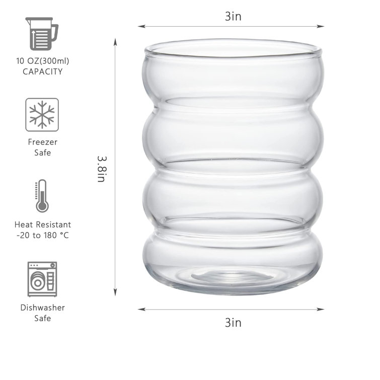 Creative Glass Cups Cute Ripple Shaped Vintage Drinking Ribbed Glassware  Aesthetic Cups Entertainment Dinnerware Glassware With Straws Set For  Kitchen