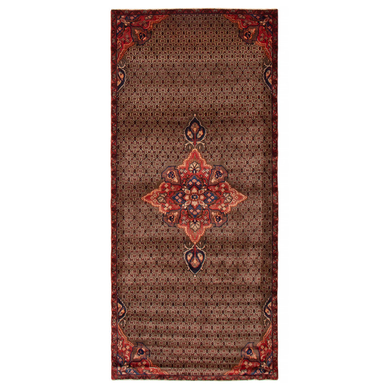 Tapis unique en laine des années 1990 de 4 pi 1 po x 8 pi 10 po Irati - brun