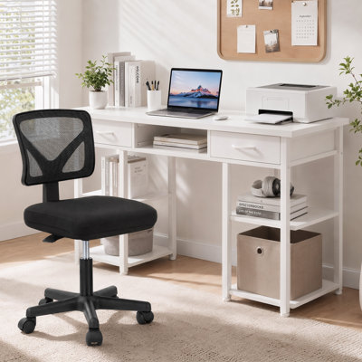 Ensemble de bureau et de chaise Ovidia: bureau d'ordinateur de 48 pouces et chaise en filet noir réglable en hauteur
