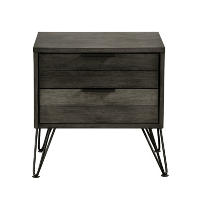 Modern Bedroom Nightstand With Veneer - 3-Tone Gray Finish In Three-Tone Metal Part