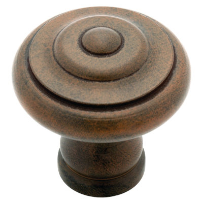 (5 Pack) 1-3/8 inch Iron Craft Ringed Knob Rusted Iron