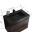 Lavabo intégré noir mat en quartz d'ingénierie avec trop-plein pour salle de bain