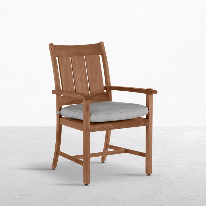 Fauteuil d'extérieur en teck Croquet, Welt + bourre standard, Cast brume, Teck naturel
