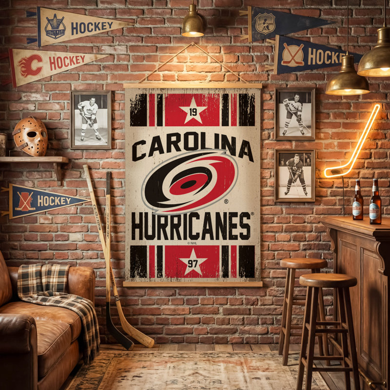 Tapisserie murale en toile 36 po x 54 po Carolina Hurricanes, Hurricanes de la Caroline