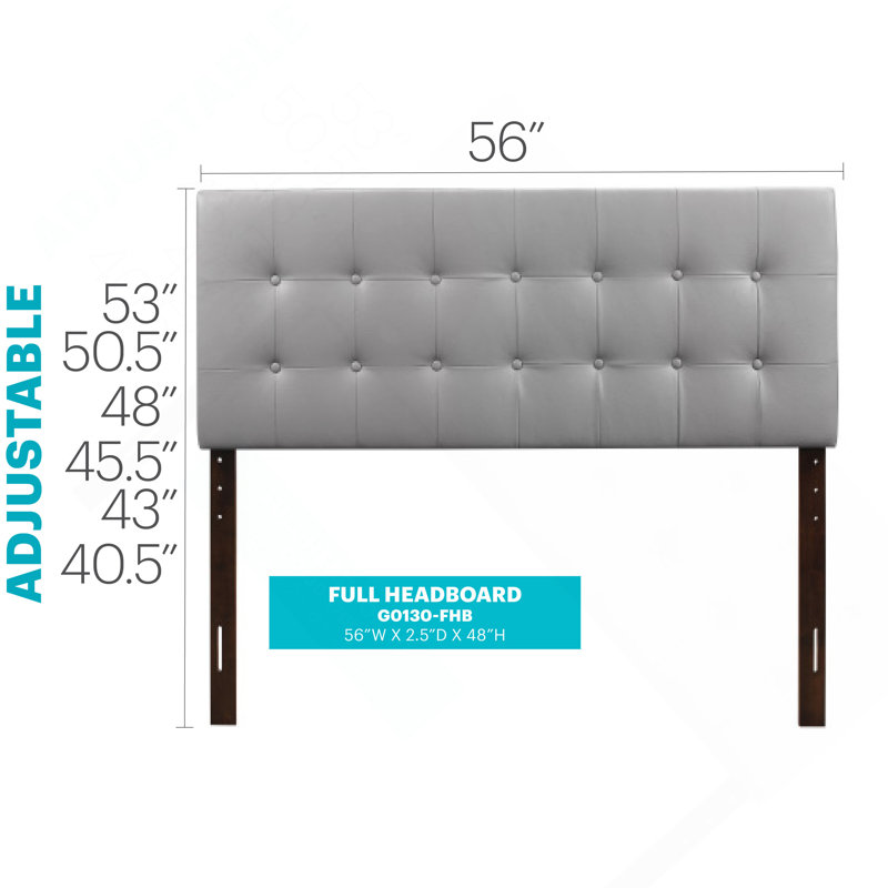 Stylish Casual Light Grey Headboard, Light Gray, Full / Double