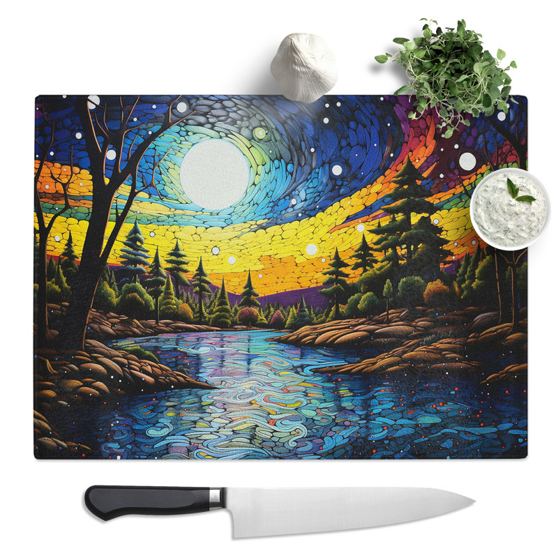 River Pop Art  Glass Chopping Board