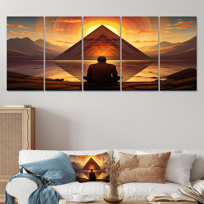 «Yoga Mindfulness pratique - Yoga», art mural 5 pièces, H 28 po x l 60 po