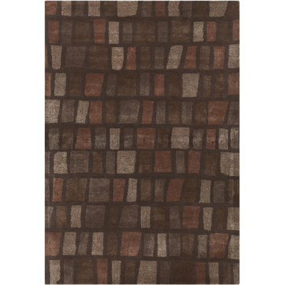 17 Storeys Authentic Hand-Tufted Handmade Brown, Red & Tan Contemporary Abstract Wool Area Rug