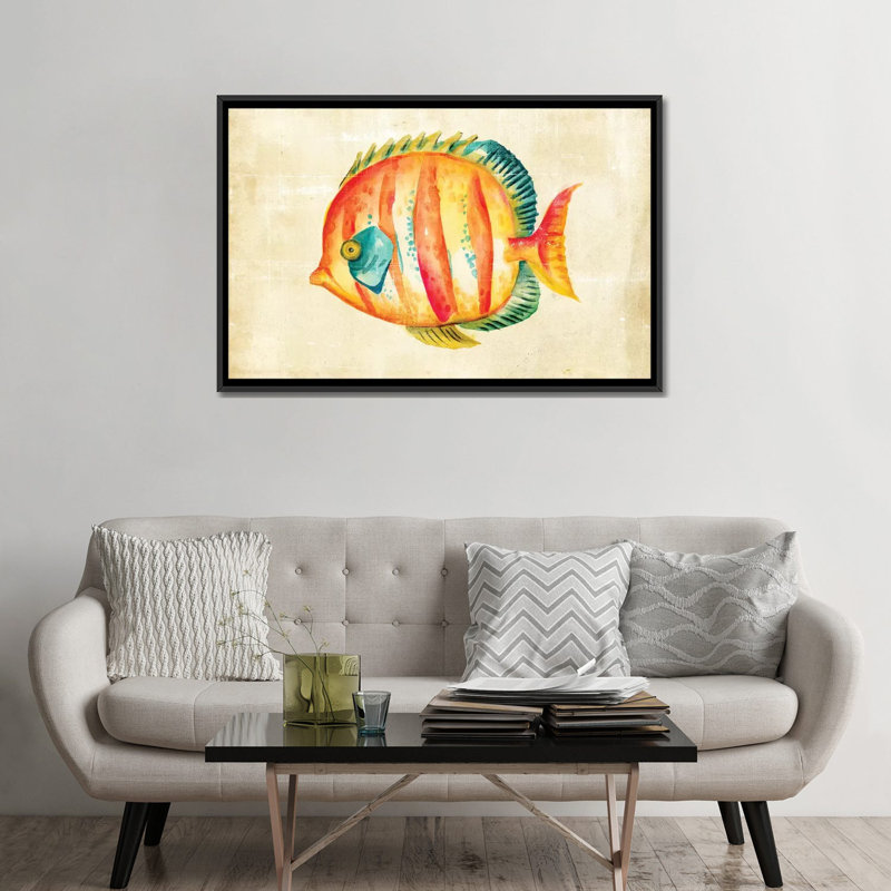 " Aquarium Fish II " by Chariklia Zarris, 18" H x 26" W x 1.5" D, Black Framed Canvas, No Mat