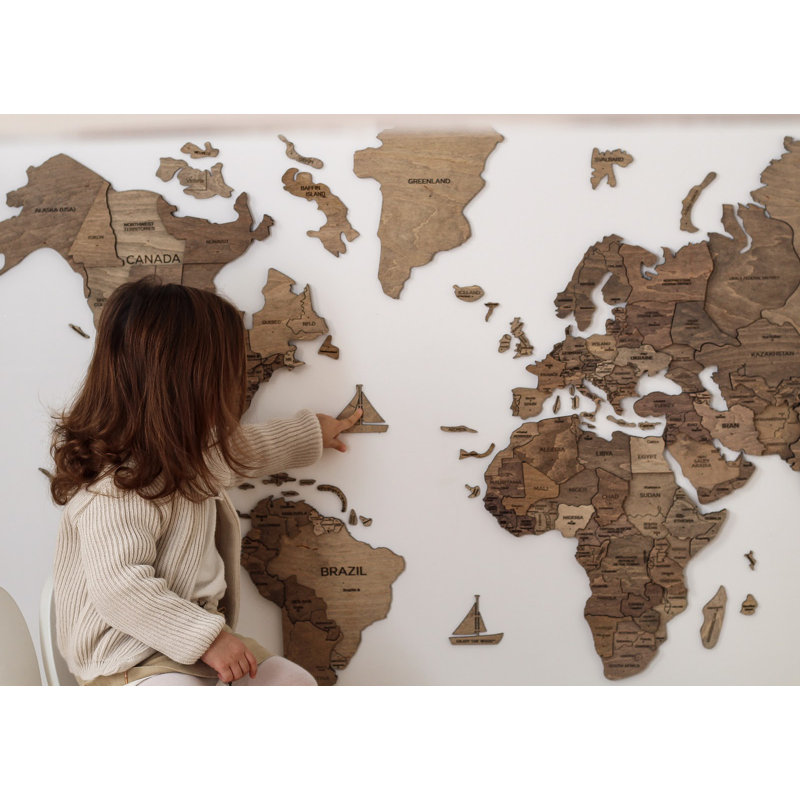 Décoration murale minimaliste, art mural carte du monde 3D, Terra