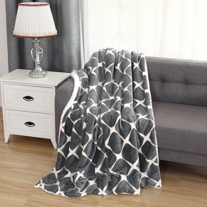 Throw Blanket, Gray/White
