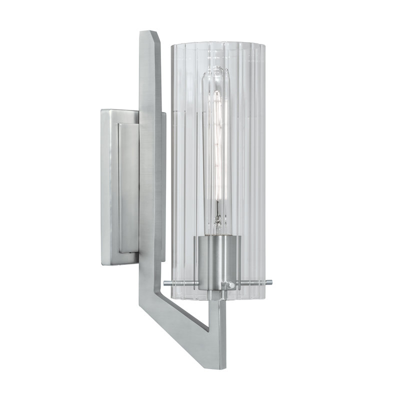 Faceted 12.75'' High 1-Light Sconce - Brushed Nickel, Nickel