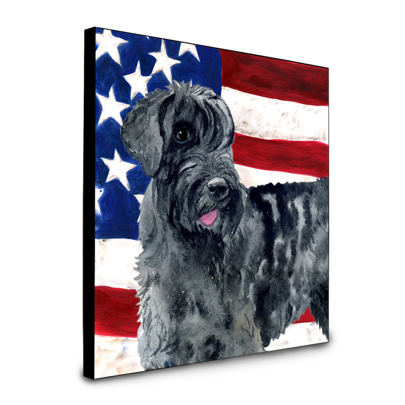Panneau mural patriotique art Double Down, Schnauzer géant