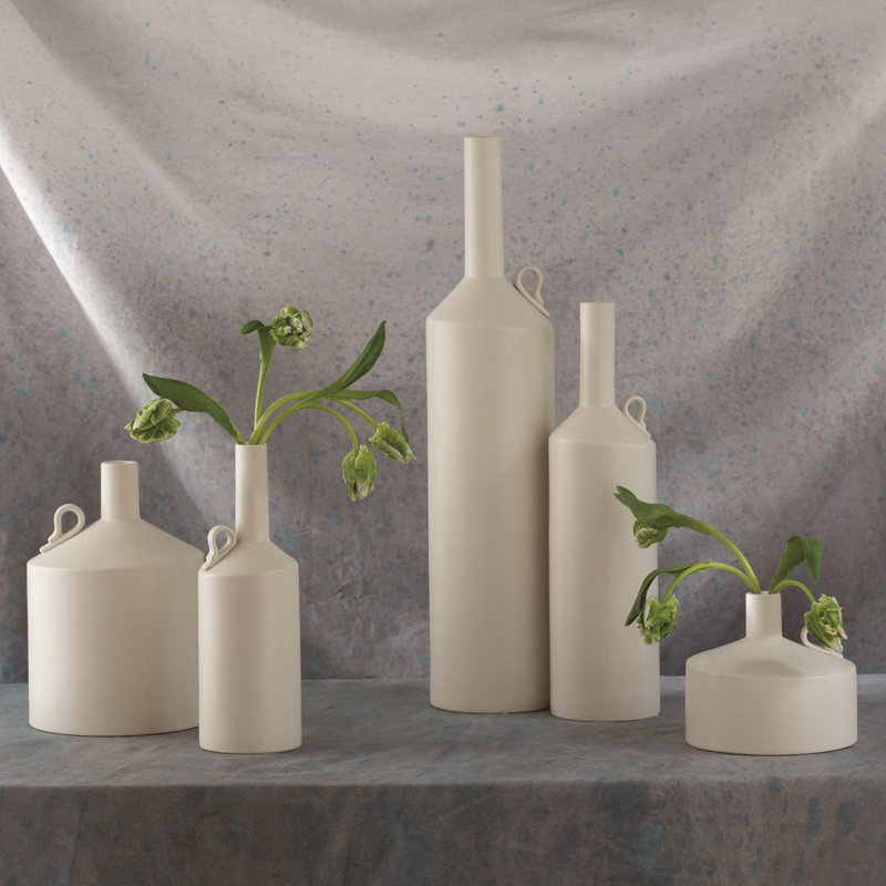Medium Matte White Ceramic Decorative Table Vase