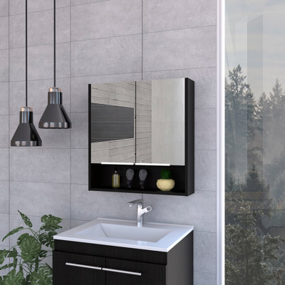 Pharmacie avec miroir Lexington, trois tablettes internes