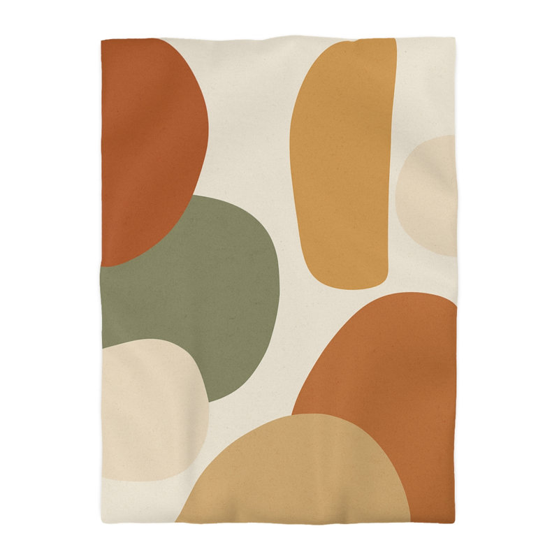 Microfiber Duvet Cover Boho Style, Design 13, Natural/Green/Orange/White, Twin XL Duvet Cover