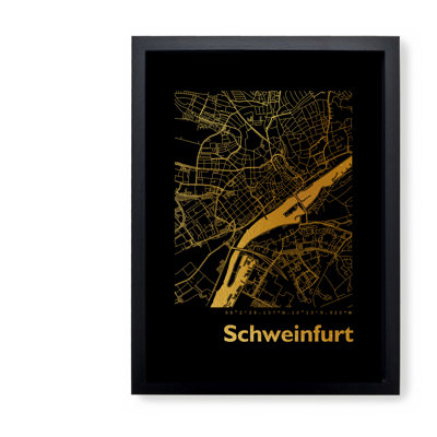 Schweinfurt Map - Single Picture Frame Print