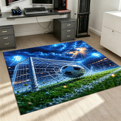 Tapis imprimé Soccer Soccer, tapis dynamique Sports, tapis antidérapant doux, décoration intérieure pour salon, chambre à coucher, jeu, maison et accessoires