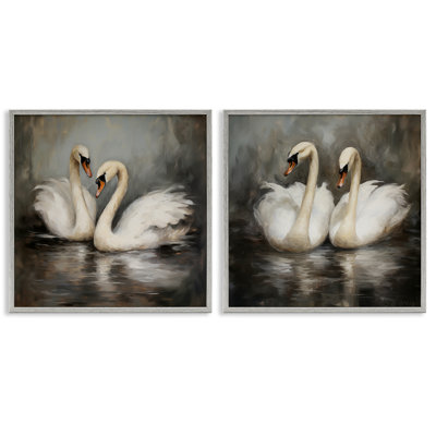  «Twin Swans with Reflections 2 PC», ensemble d'art giclée par Novae