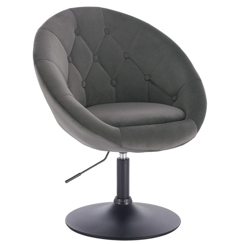 Princeton Velvet Swivel Accent Chair, Black, Dark Grey