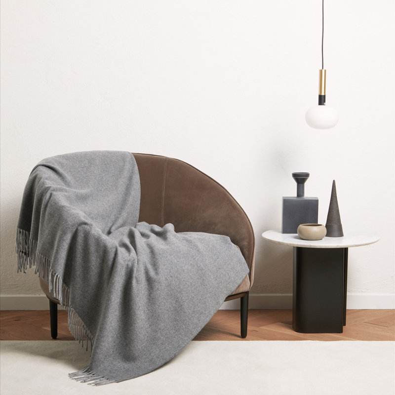 Pure Cashmere Hand Woven Throw Blanket, Anthracite