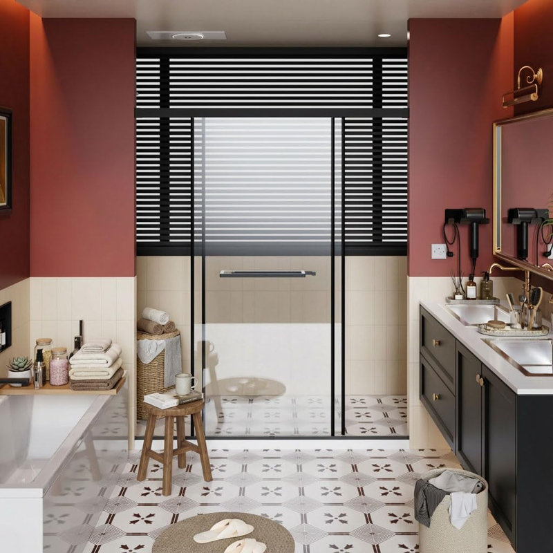 58.7-60"w X 72"h Frameless Double Sliding Shower Door With Soft-close, Waterproof Buffer System, Metal Bottom Seal, Heavy-duty Aluminum Frame, Easy Diy Installation