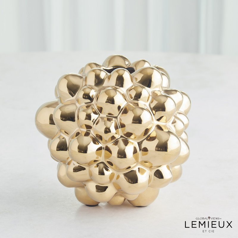 Bubble Vase, Bright Gold, 6.75" H x 7" W x 7" D