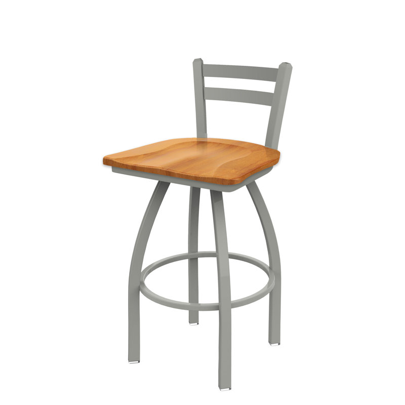 Tabouret de bar et de comptoir 411 Jackie, Nickel anodisé, Bois - érable moyen