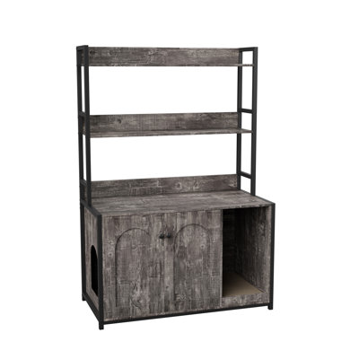 Kuchmel Cat Litter Box Accessories with Shelves Cat Litter Box Enclosure Cat Furniture
