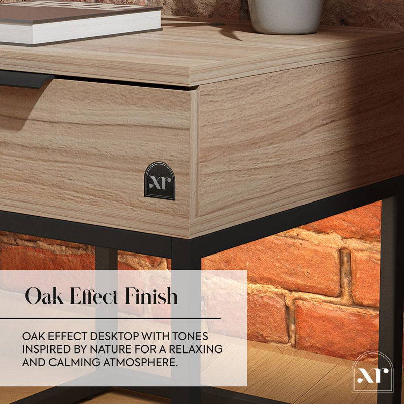XR LivingDenver Bedside Table With LED App Control Lights - Oak / Black