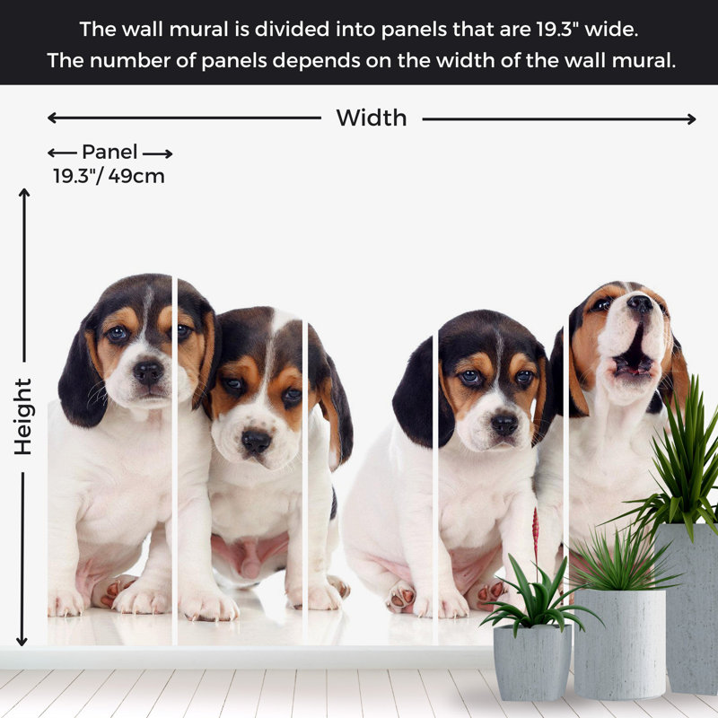 Adhésif mural pelez et collez - Chiots mignons, L 124 po x l 173 po