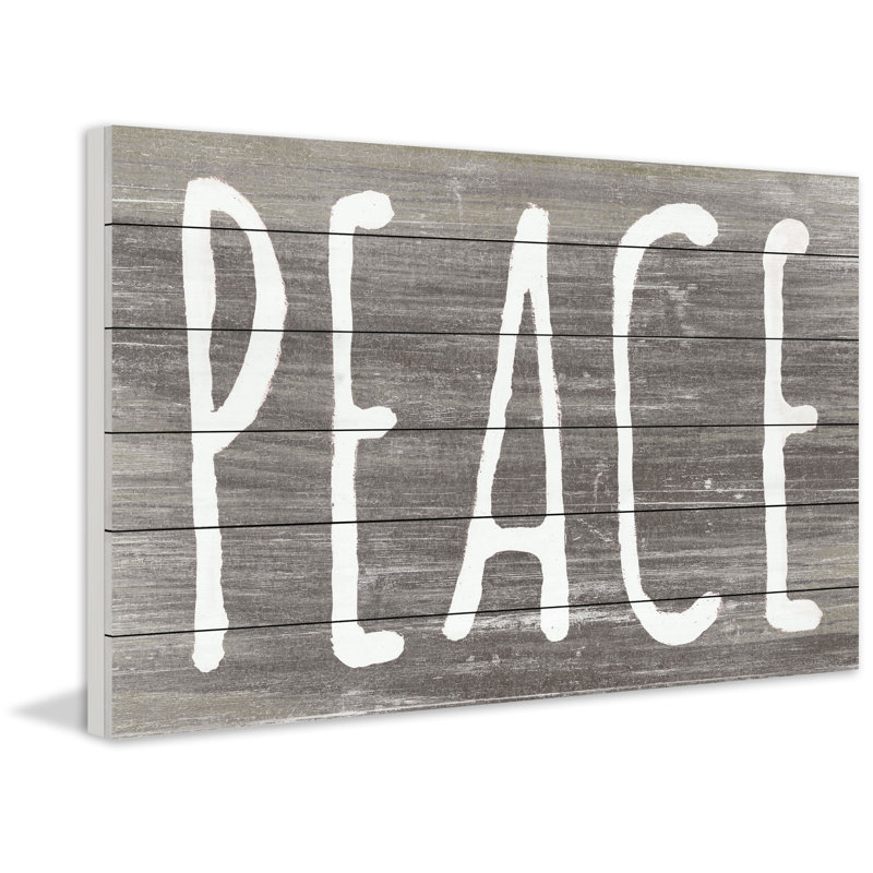 Peace II - reproduction d'art textuel sur bois, H 12 po x l 18 po x 1,5 po