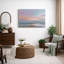 Œuvre de pastel coucher de soleil marin, images de chambre à coucher côtière sereine, impression sur toile encadrée-126662270-126662266