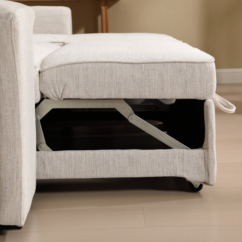 Canapé-lit rembourré Finkbeiner, Mélange de polyester beige