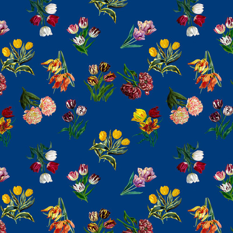 Royal Delft Etudes De Fleurs Fabric, Blue