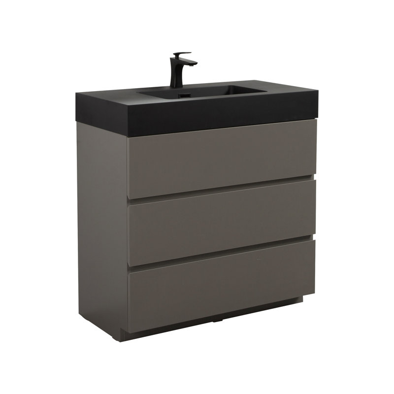 36 po. Meuble-lavabo gris 36 po - Rangement de tiroir tendance et élégant, évier discret, fonctionnalité élégante, fonctionnement abondant, fonctionnement