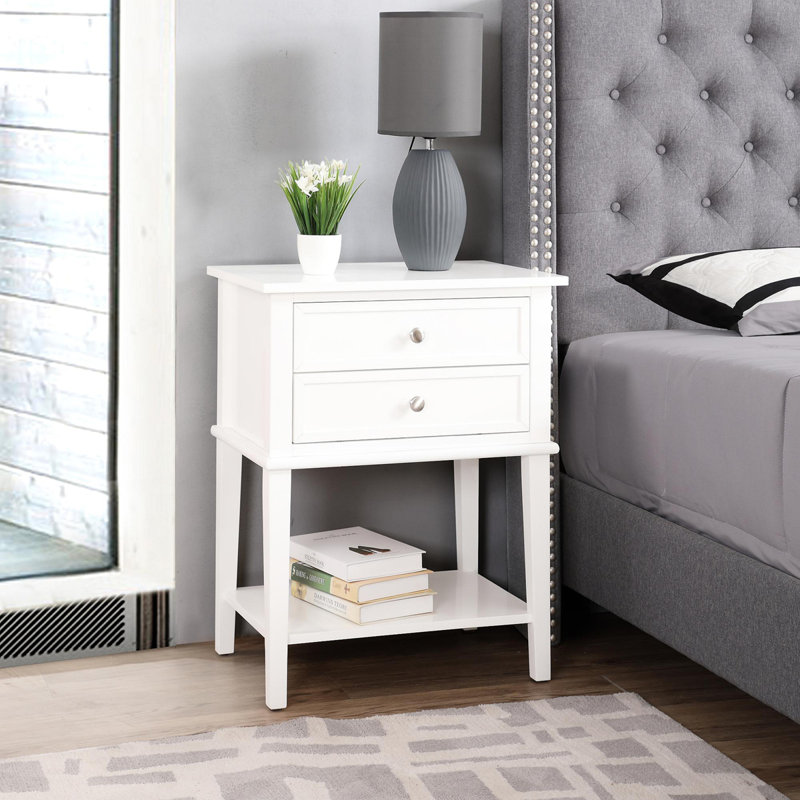 Table de chevet élégante et contemporaine, Blanc